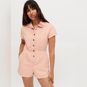 BDG Joey Short Sleeve Coverall Romper Salmon